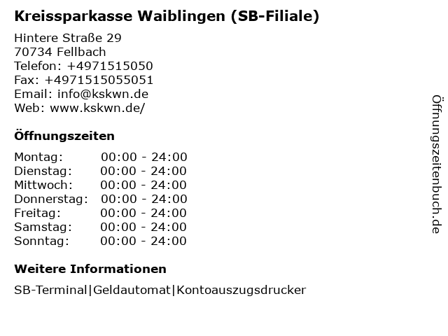 ᐅ Offnungszeiten Kreissparkasse Waiblingen Filiale Hintere