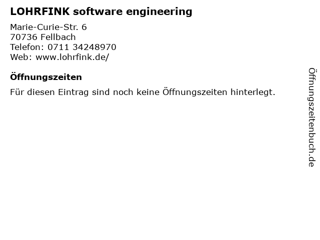 LOHRFINK software engineering in Fellbach: Adresse und Öffnungszeiten