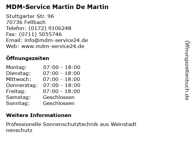 MDM-Service Martin De Martin in Fellbach: Adresse und Öffnungszeiten