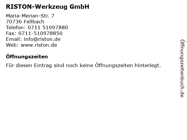 RISTON-Werkzeug GmbH in Fellbach: Adresse und Öffnungszeiten