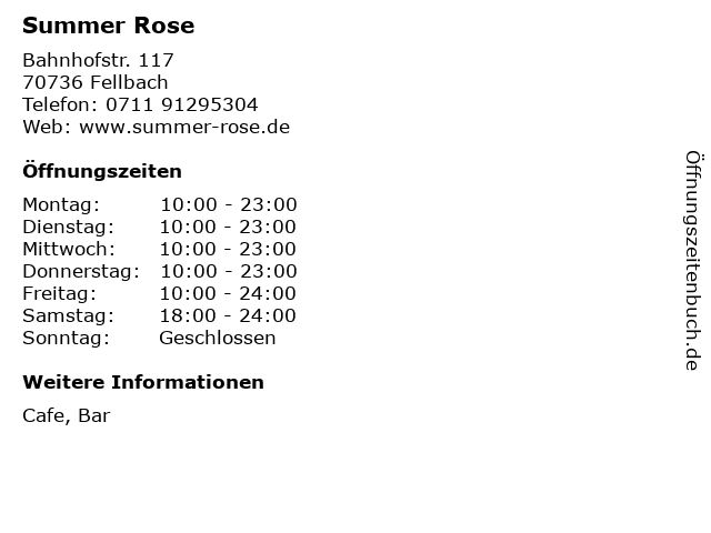 Summer Rose in Fellbach: Adresse und Öffnungszeiten