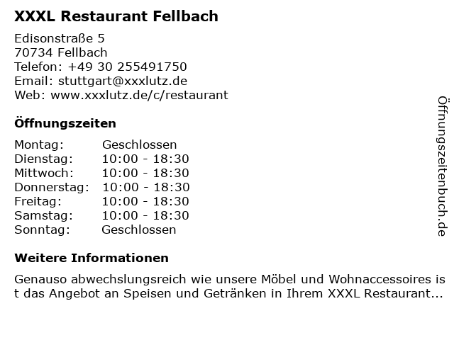 XXXL Restaurant Fellbach in Fellbach: Adresse und Öffnungszeiten