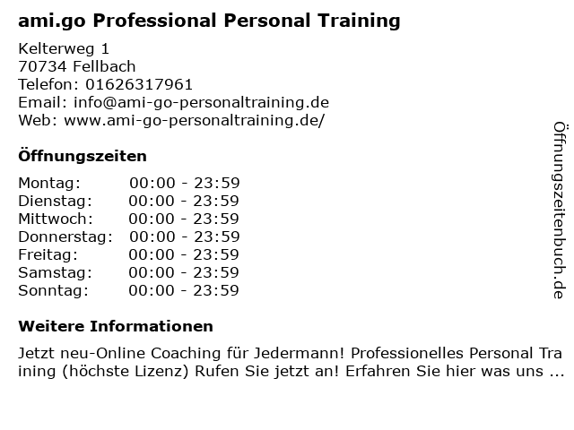 ami.go Professional Personal Training in Fellbach: Adresse und Öffnungszeiten