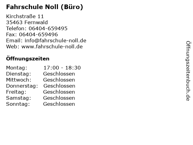 Fahrschule Noll (Büro) in Fernwald: Adresse und Öffnungszeiten
