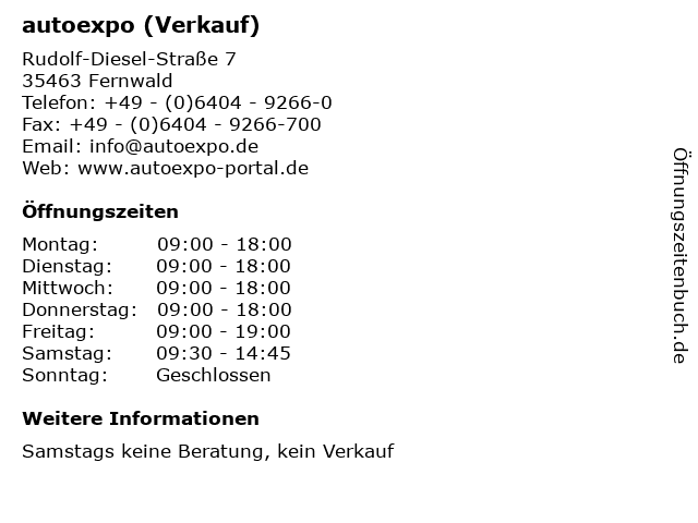 autoexpo (Verkauf) in Fernwald: Adresse und Öffnungszeiten