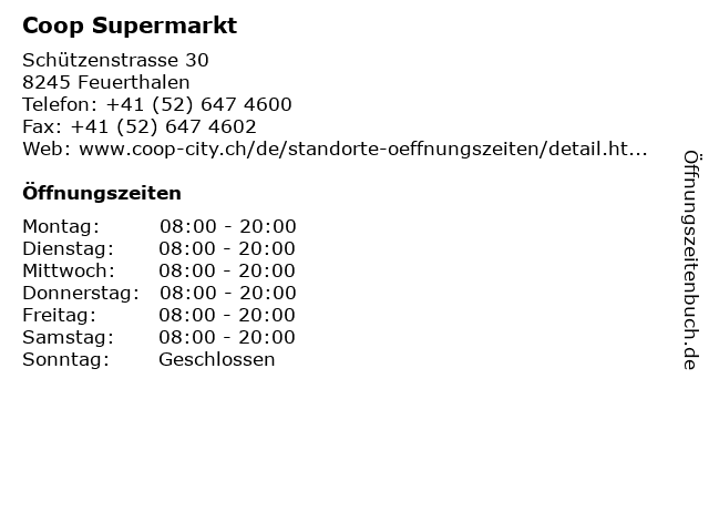 Coop Supermarkt in Feuerthalen: Adresse und Öffnungszeiten