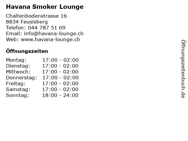 Havana Smoker Lounge in Feusisberg: Adresse und Öffnungszeiten