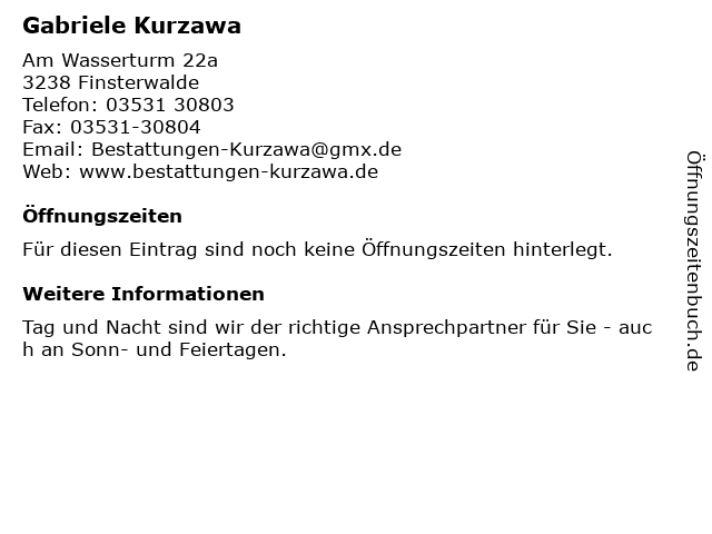 Gabriele Kurzawa in Finsterwalde: Adresse und Öffnungszeiten
