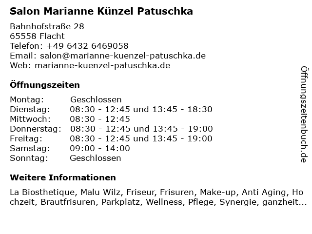 Salon Marianne Künzel Patuschka in Flacht: Adresse und Öffnungszeiten