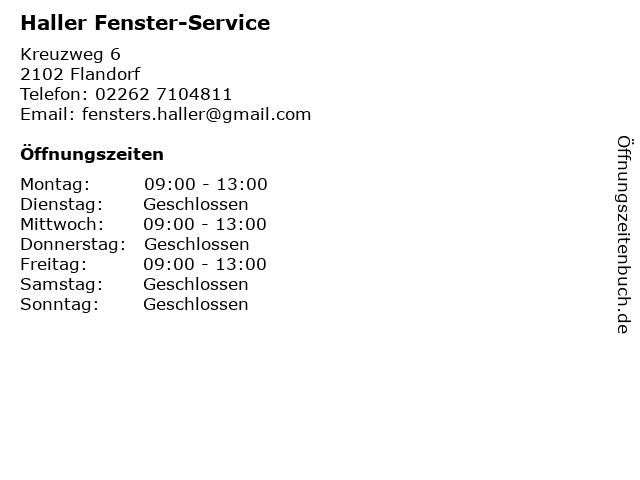 Haller Fenster-Service in Flandorf: Adresse und Öffnungszeiten
