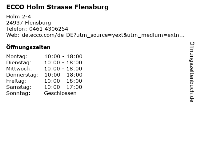 jul teenager Stoop ᐅ Öffnungszeiten „ECCO Holm Strasse Flensburg“ | Holm 2-4 in Flensburg