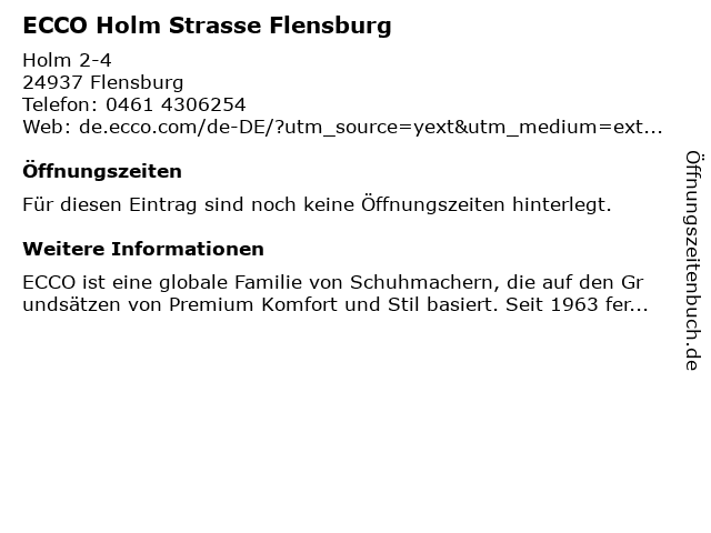 jul teenager Stoop ᐅ Öffnungszeiten „ECCO Holm Strasse Flensburg“ | Holm 2-4 in Flensburg