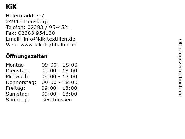 KiK in Flensburg: Adresse und Öffnungszeiten