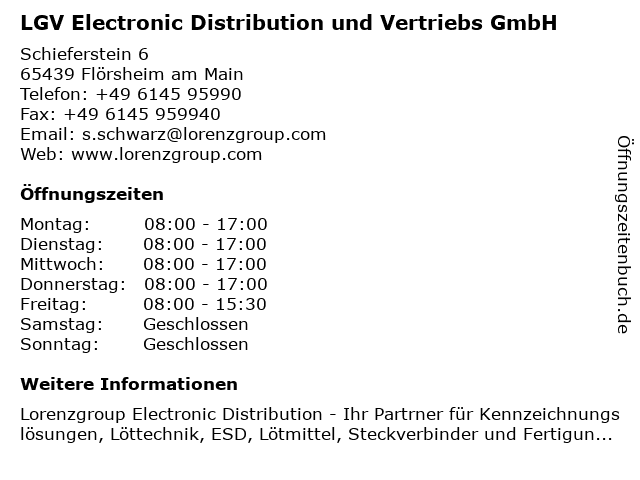LGV Electronic Distribution und Vertriebs GmbH in Flörsheim am Main: Adresse und Öffnungszeiten