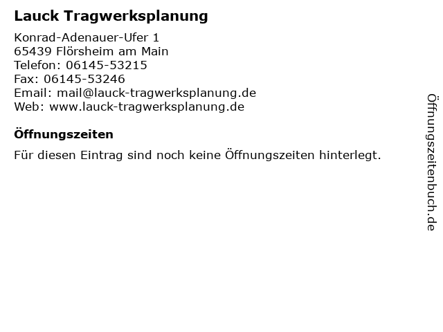 Lauck Tragwerksplanung in Flörsheim am Main: Adresse und Öffnungszeiten