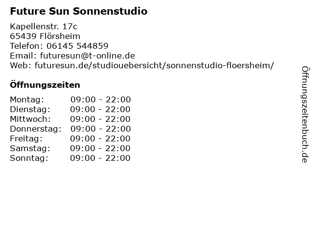 Future Sun Sonnenstudio in Flörsheim: Adresse und Öffnungszeiten