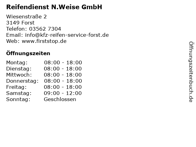 Reifendienst N.Weise GmbH in Forst: Adresse und Öffnungszeiten
