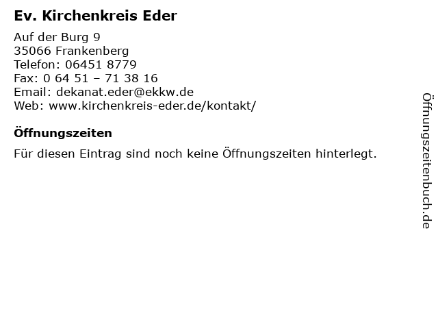 Ev. Kirchenkreis Eder in Frankenberg: Adresse und Öffnungszeiten