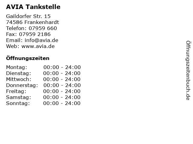 AVIA Tankstelle in Frankenhardt: Adresse und Öffnungszeiten