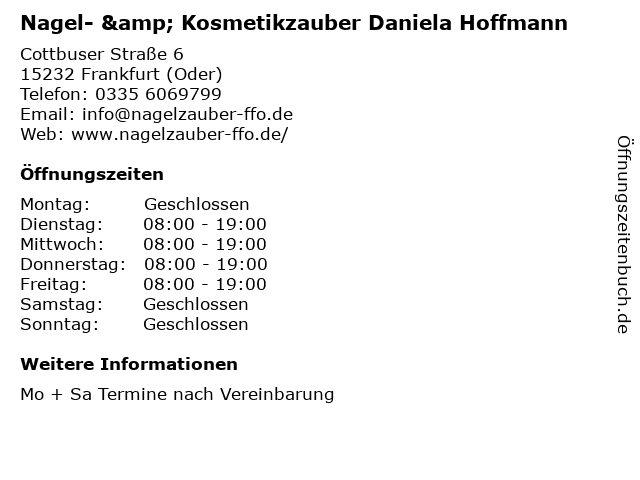 Nagel- & Kosmetikzauber Daniela Hoffmann in Frankfurt (Oder): Adresse und Öffnungszeiten