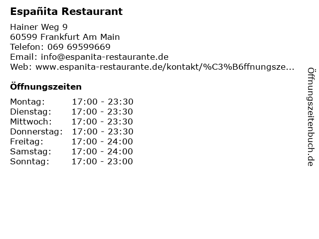 Españita Restaurant in Frankfurt Am Main: Adresse und Öffnungszeiten