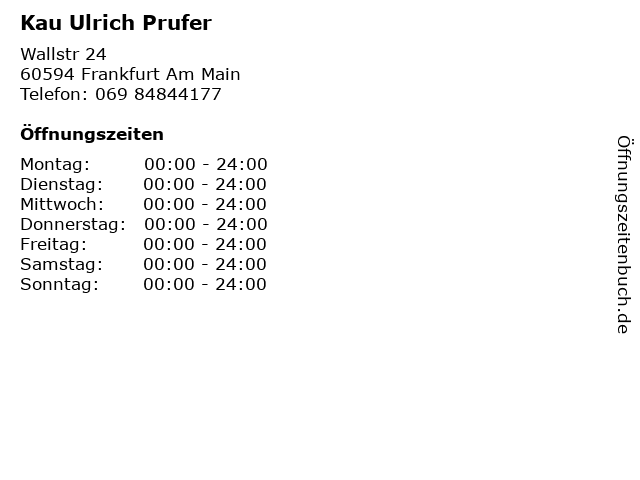 Kau Ulrich Prufer in Frankfurt Am Main: Adresse und Öffnungszeiten
