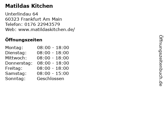 Es wurde noch keine bewertung für matildas kitchen abgegeben. Matildas Kitchen Frankfurt - á… Offnungszeiten Matildas Kitchen Unterlindau 64 In Frankfurt Am Main