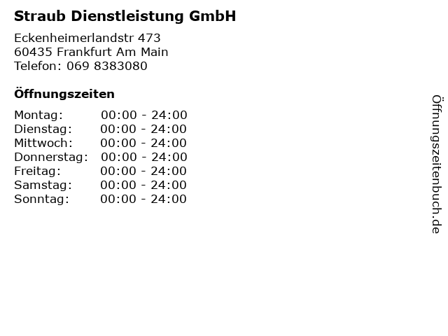 Straub Dienstleistung GmbH in Frankfurt Am Main: Adresse und Öffnungszeiten