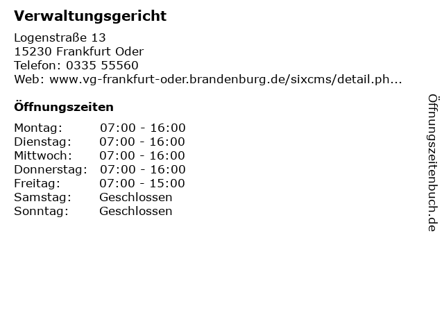 Verwaltungsgericht in Frankfurt Oder: Adresse und Öffnungszeiten