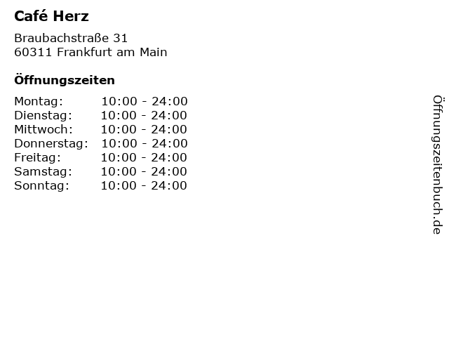 Café Herz in Frankfurt am Main: Adresse und Öffnungszeiten