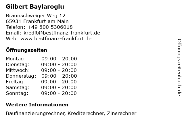 Gilbert Baylaroglu in Frankfurt am Main: Adresse und Öffnungszeiten