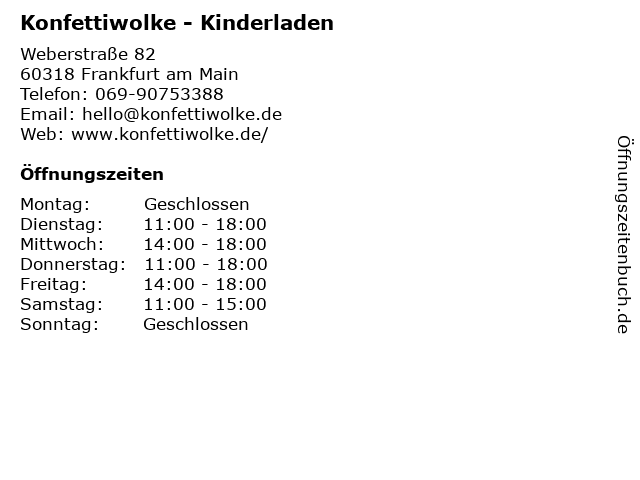 Konfettiwolke - Kinderladen in Frankfurt am Main: Adresse und Öffnungszeiten