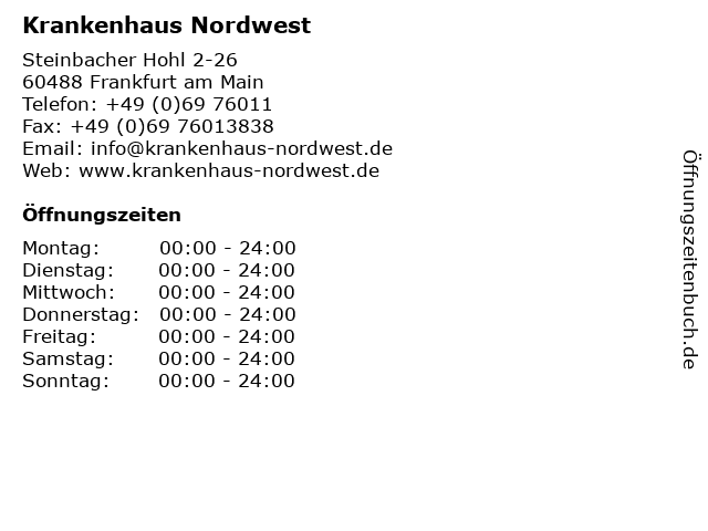 Krankenhaus Nordwest in Frankfurt am Main: Adresse und Öffnungszeiten
