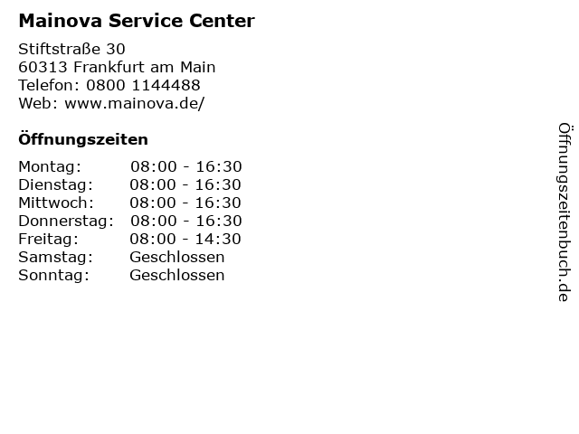 Mainova Service Center in Frankfurt am Main: Adresse und Öffnungszeiten