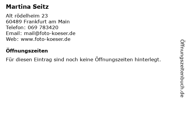 Martina Seitz in Frankfurt am Main: Adresse und Öffnungszeiten