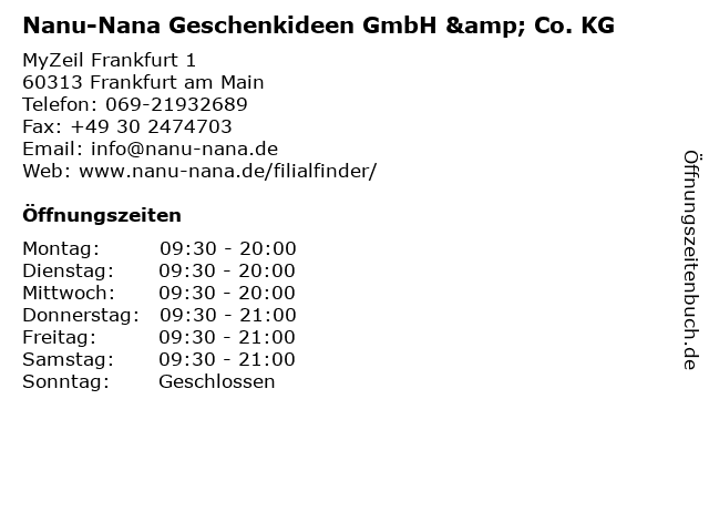 Nanu-Nana Geschenkideen GmbH & Co. KG in Frankfurt am Main: Adresse und Öffnungszeiten