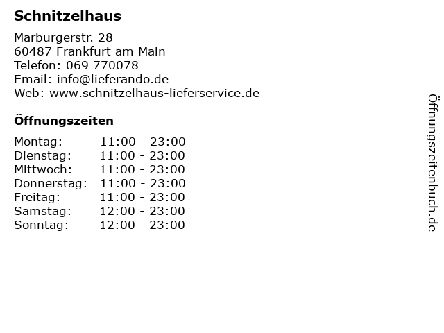 Schnitzelhaus in Frankfurt am Main: Adresse und Öffnungszeiten