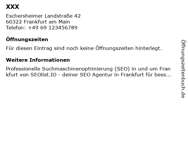 SommerSEO - SEOlist.IO Frankfurt - SEO-Spezialist & SEO-Freelancer in Frankfurt am Main: Adresse und Öffnungszeiten
