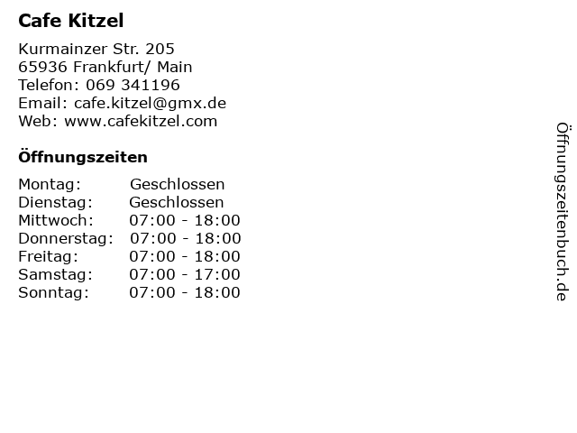 Cafe Kitzel in Frankfurt/ Main: Adresse und Öffnungszeiten