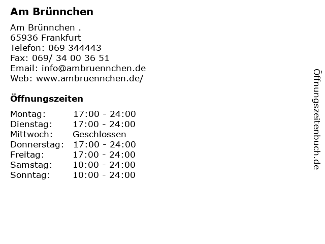 Am Brünnchen in Frankfurt: Adresse und Öffnungszeiten