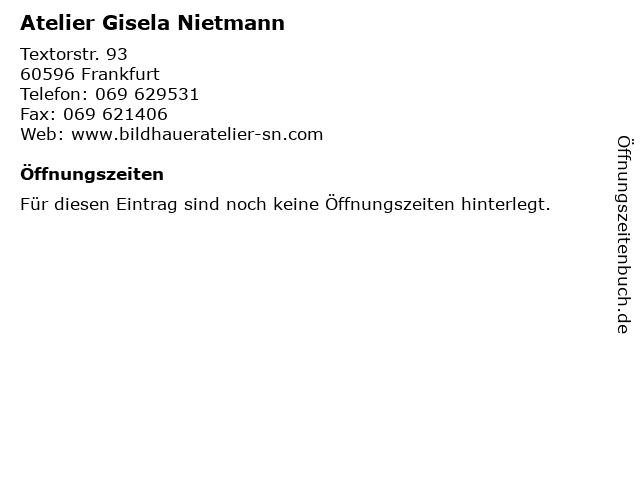 Atelier Gisela Nietmann in Frankfurt: Adresse und Öffnungszeiten
