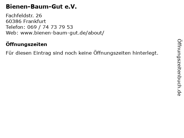 Bienen-Baum-Gut e.V. in Frankfurt: Adresse und Öffnungszeiten