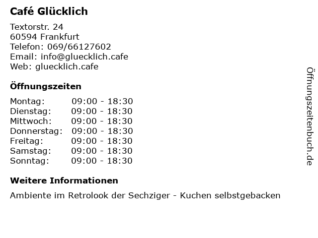 Café Glücklich in Frankfurt: Adresse und Öffnungszeiten