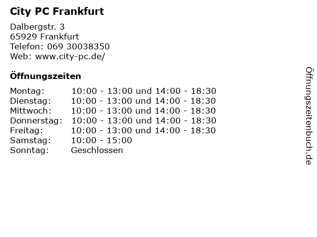 City PC Frankfurt in Frankfurt: Adresse und Öffnungszeiten