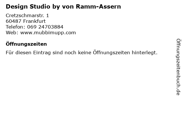 Design Studio by von Ramm-Assern in Frankfurt: Adresse und Öffnungszeiten