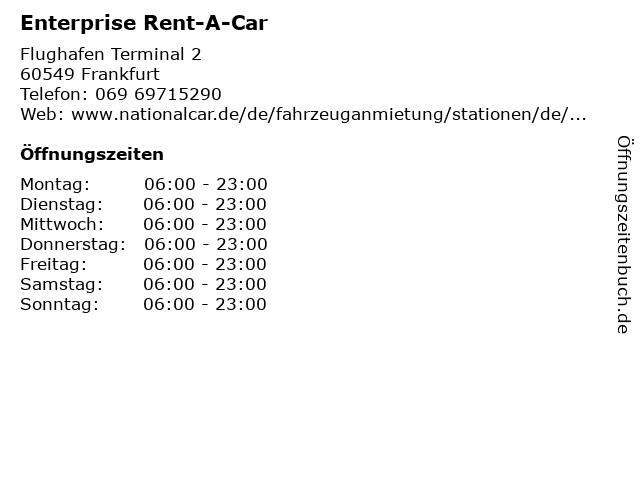 Enterprise Rent-A-Car in Frankfurt: Adresse und Öffnungszeiten
