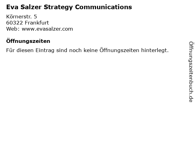 Eva Salzer Strategy Communications in Frankfurt: Adresse und Öffnungszeiten