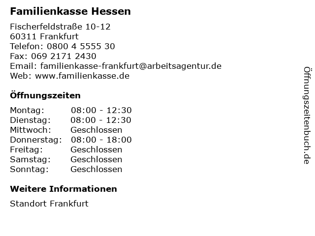 Familienkasse Hessen Adresse