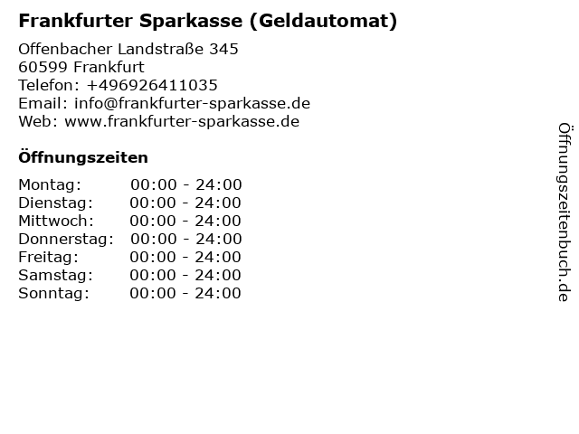 ᐅ Offnungszeiten Frankfurter Sparkasse Geldautomat Filiale Offenbacher Landstr 345 In Frankfurt