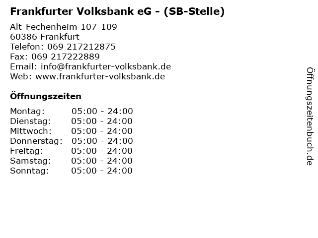 Frankfurter Volksbank eG - (SB-Stelle) in Frankfurt: Adresse und Öffnungszeiten